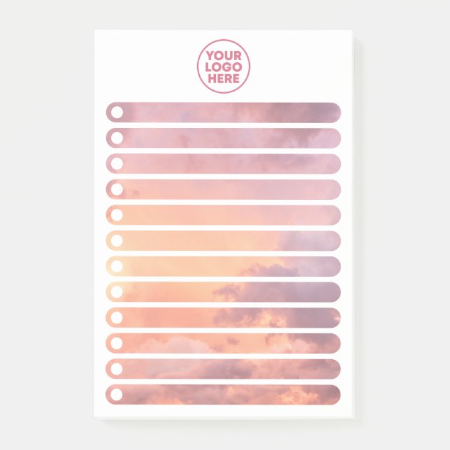 Post-it® Pink Sky Clouds Stylish Business Logo To Do List (Devant)