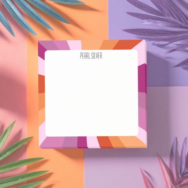 Post-it® Pink Stripes personnalisées Chic Monogramme Person (Pink Purple Orange Bold Stripes CUSTOM Chic Monogram Personalized Post-it Notes
)