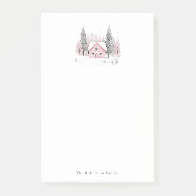 Post-it® Pink Winter Cottage Christmas (Devant)