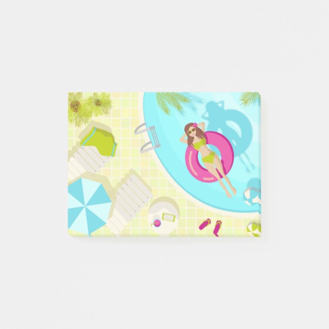 Post-it® Piscine fille en bikini plage d'été (Devant)