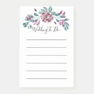 Post-it® Pivoine pourpre aquarelle floral liste de tâches à