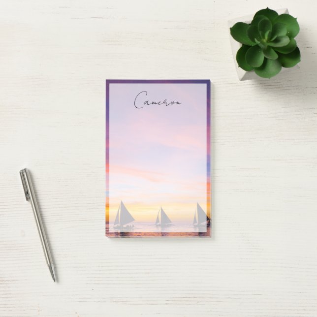 Post-it® Plages tropicales | Sunset Sailboats, Phillipines (Bureau)