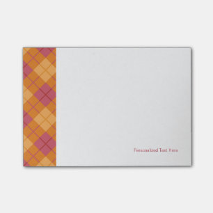 Post-it® Plaid en orange et rose