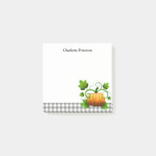 Post-it® Plaid Gris Rustique & Citrouille Thanksgiving Auto