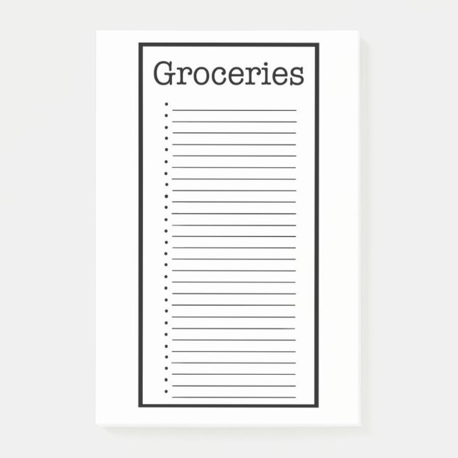 Post-it® Plain Grocery List Post it Notes (Devant)