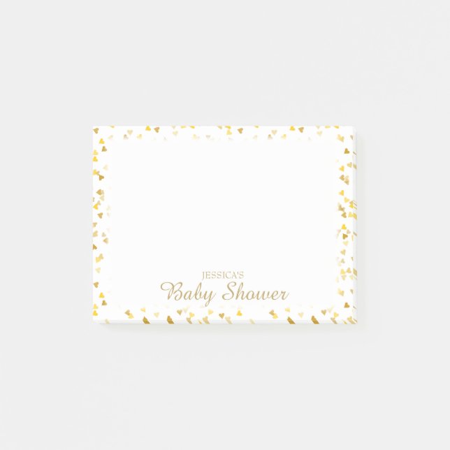 Post-it® Planificateur de Baby shower de coeur doré personn (Devant)