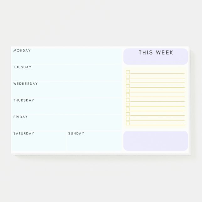 Post-it® Planificateur de notes hebdomadaire autocollant XL (Devant)