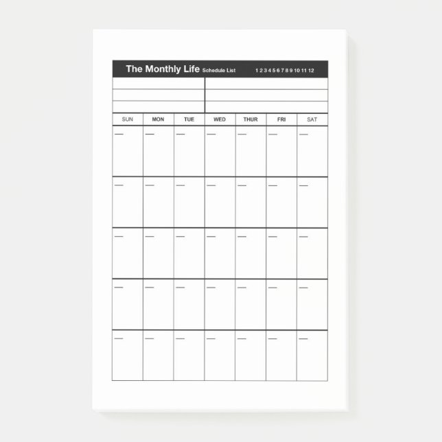 Post-it® Planificateur de vie mensuel (Devant)