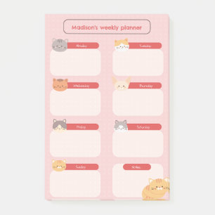 Post-it® Planificateur hebdomadaire avec chats