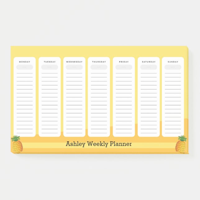Post-it® Planificateur hebdomadaire de style ananas (Devant)