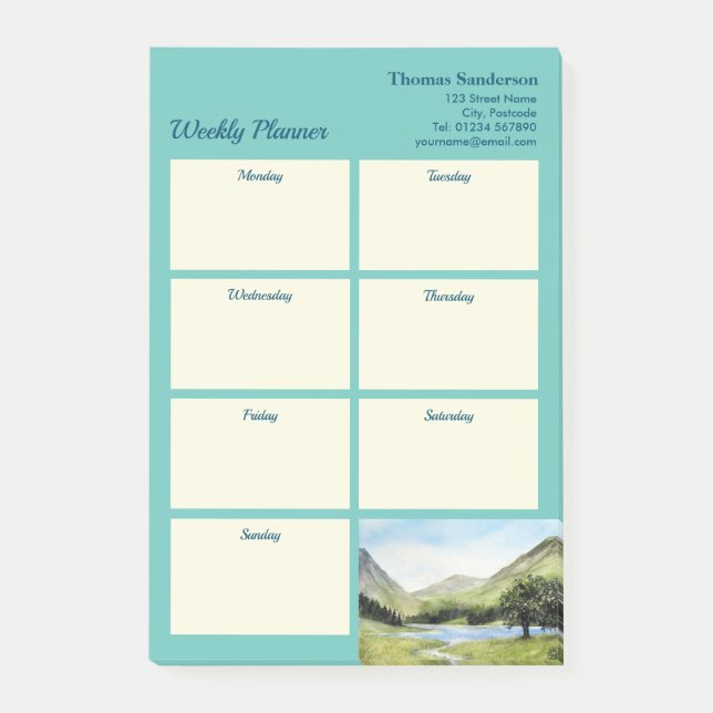 Post-it® Planificateur hebdomadaire Lac Buttermere Cumbria  (Devant)