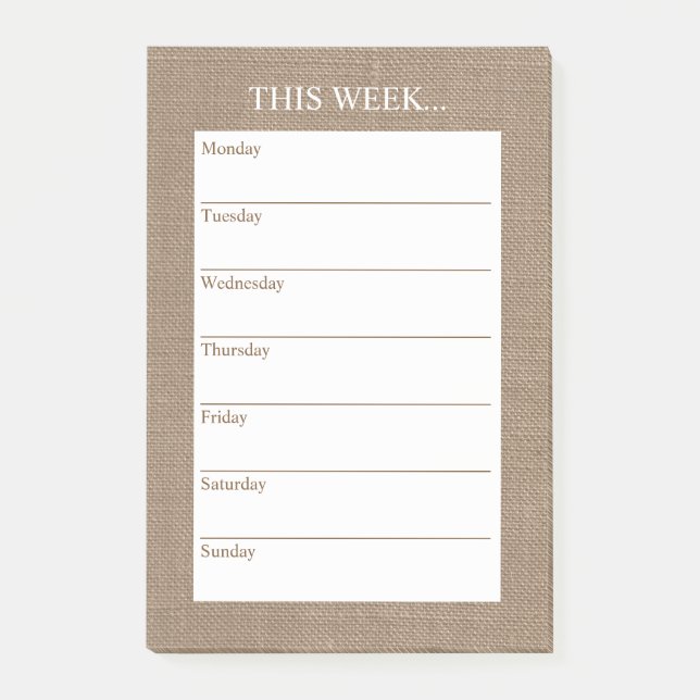 Post-it® Planificateur hebdomadaire Simply Chic | Burlap ru (Devant)