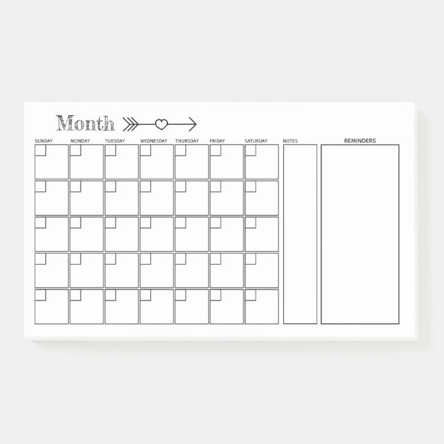 Post-it® Planificateur mensuel noir et blanc (Devant)