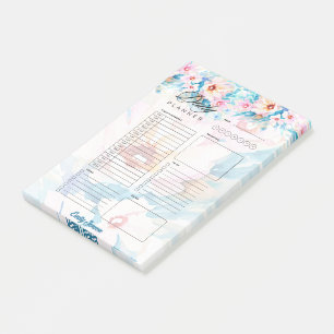 Post-it® Planificateur personnalisé floral rose et bleu