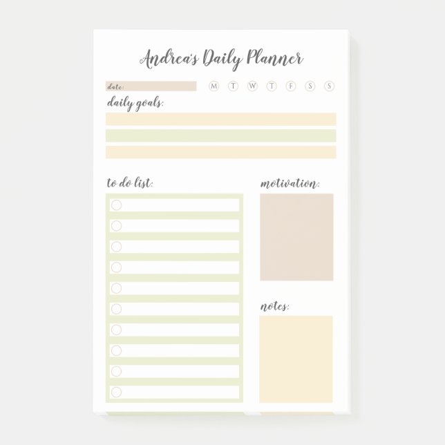 Post-it® Planificateur quotidien moderne neutre personnalis (Devant)