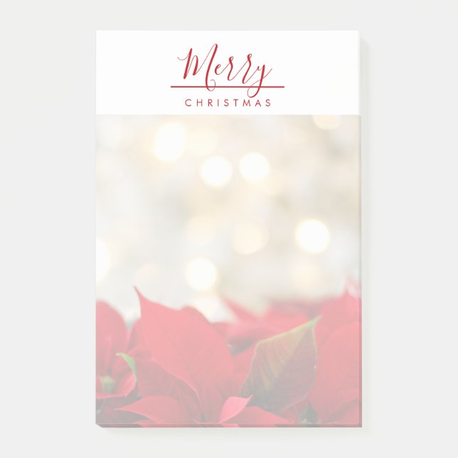 Post-it® Poinsettias rouges avec Golden Bokeh Noël (Devant)