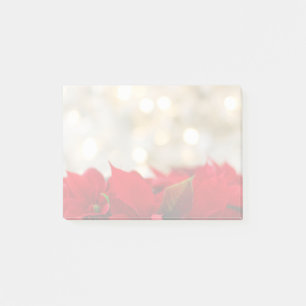 Post-it® Poinsettias rouges avec Golden Bokeh Noël