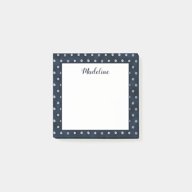 Post-it® Points Abstraits bleu marine Customisés 3x3 (Devant)