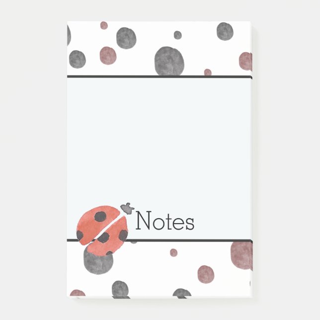 Post-it® Points d'aquarelle de coccinelles (Devant)