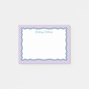 Post-it® Points violets et cadre ondulé avec nom