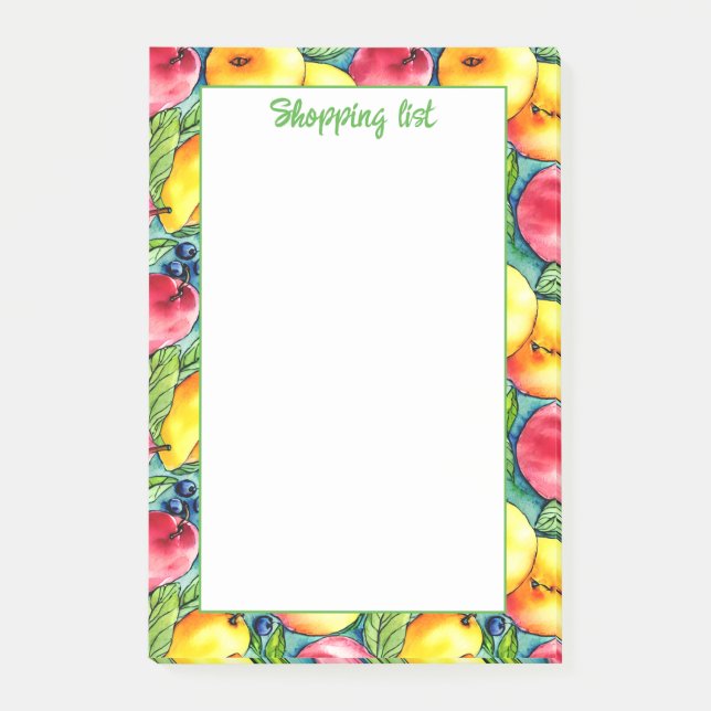 Post-it® Poire de pomme de fruits motif d'aquarelle d'été (Devant)
