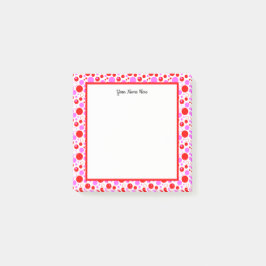 Post-it® Pois et cercles roses rouges Stickies modifiables