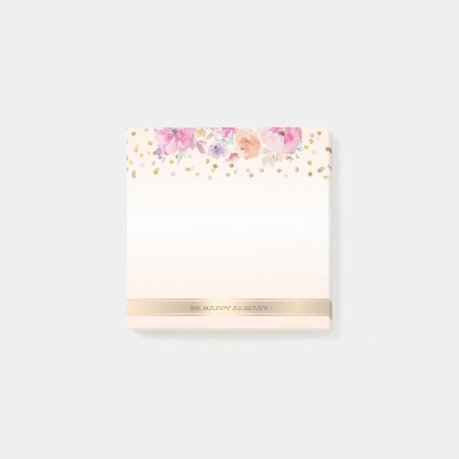 Post-it® Pois modernes, Confetti, Fleurs -Personnalisé (Devant)