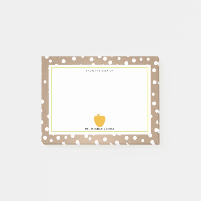 Post-it® Polka Dot + Teacher de pomme jaune (Devant)