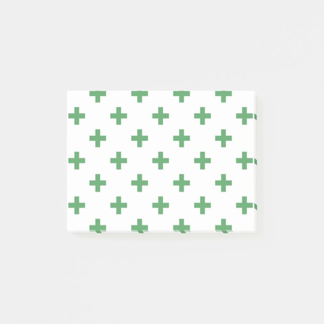 Post-it® Polka verte croise sur blanc (Devant)
