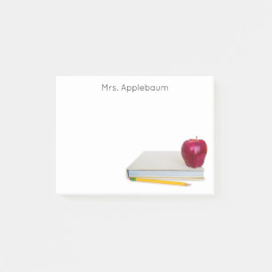 Post-it® Pomme avec livre et crayon Nom de l'enseignant 4 x