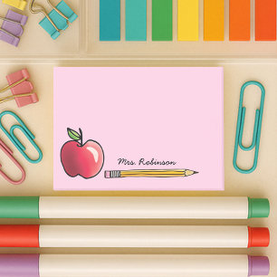 Post-it® Pomme et crayon Professeur personnalisé Rose 4x3