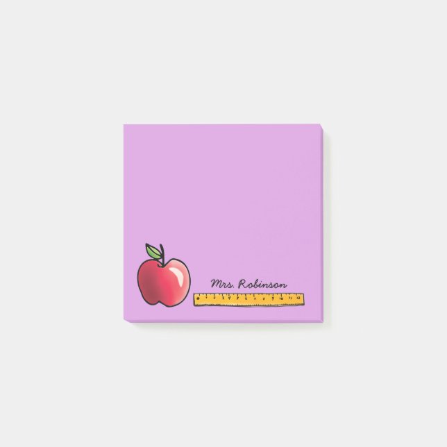 Post-it® Pomme et règle Professeur personnalisé Purple 3 x  (Devant)