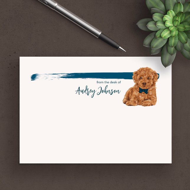 Post-it® Poodle Chien avec Bleu Bow-Cravate de peinture Not (Créateur téléchargé)