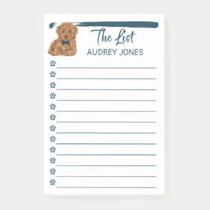 Post-it® Poodle Chien avec Bleu Bow-Cravate Peinture à fair