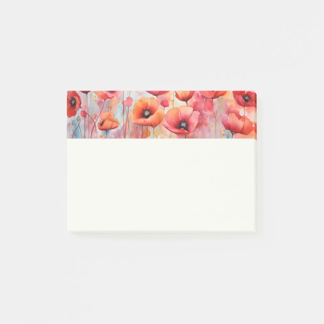 Post-it® Poppies rouges dans une aquarelle de champ (Devant)