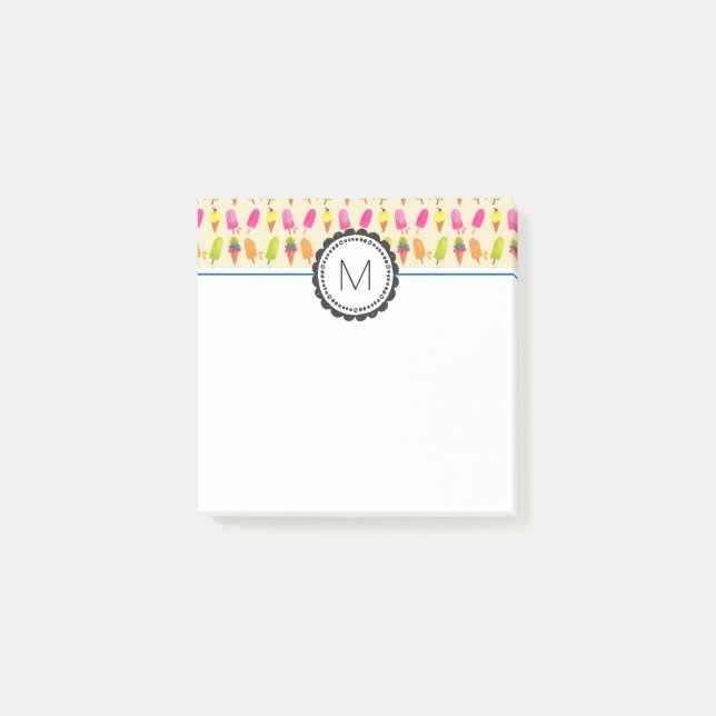 Post-it® Popsicles et crème glacée Monogramme personnalisé (Devant)