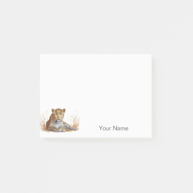 Post-it® Portrait animal sauvage léopard Nom personnalisé (Devant)