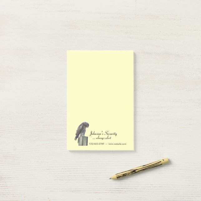 Post-it® Post-it (lrg) - Falcon et informations commerciale (Sur un bureau)