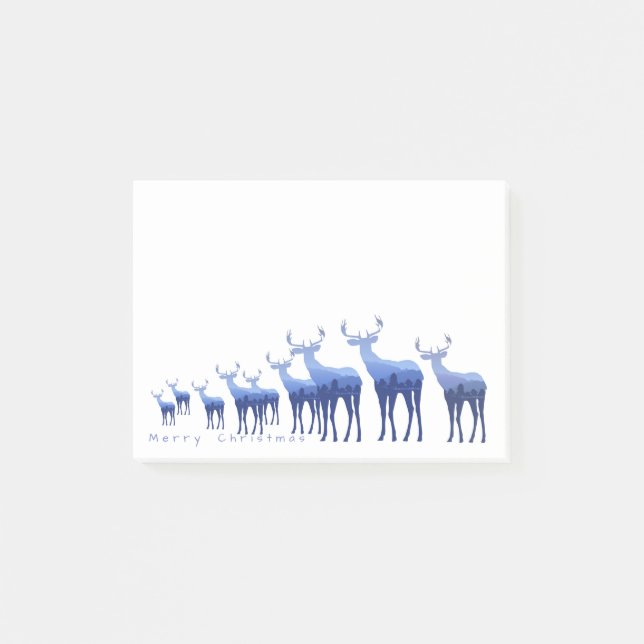 Post-it® Post-it-Notes-Bleu Cerf Joyeux Noël (Devant)