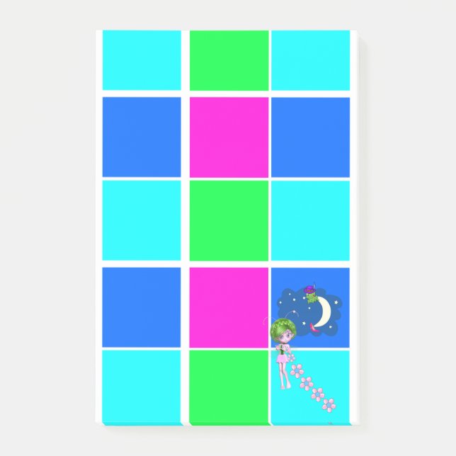 Post-it® Post-it Notes Rose Clair Carrés Bleus (Devant)