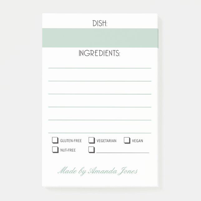 Post-it® Potluck ou allergie alimentaire d'ingrédient de (Devant)