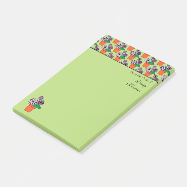 Post-it® Pots de fleurs Marguerites violettes Personnalisée (Incliné)