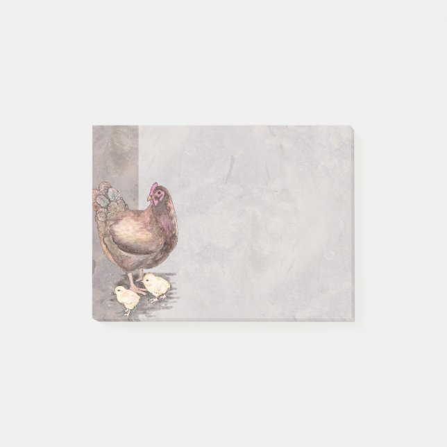 Post-it® Poule de mère et aquarelle de poussins (Devant)