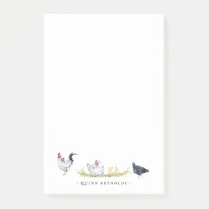 Post-it® Poules de Ferme Rustique   Papeterie Monogramme