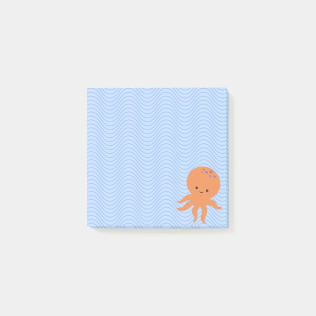 Post-it® Poulpe de dessin animé mignon Vagues bleues Person (Devant)