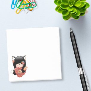Post-it® Poupée de Kitsune Kokeshi - fille de geisha de Fo