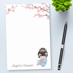 Post-it® Poupée de Maiko Kokeshi - fille de geisha bleue d