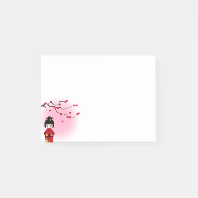 Post-it® Poupée kokeshi japonaise aux fleurs de sakura (Devant)