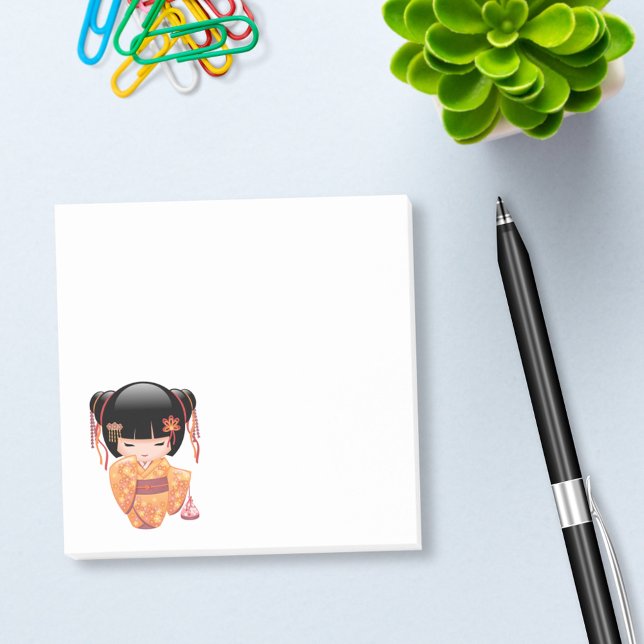 Post-it® Poupée Ume Kokeshi - Japonaise Pêche Geisha Girl (Créateur téléchargé)