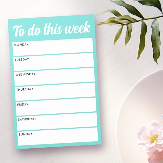 Post-it® Pour faire cette semaine aqua bleu planificateur h (To do this week aqua blue weekly planner post-it notes)